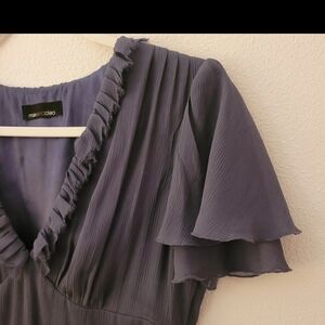 Max and Cleo Bloomingdales Flutter Sleeve Tea Dress Plum Side Zip Women's Sz 6